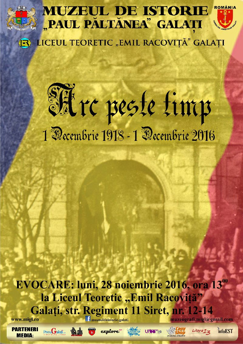 98 de ani de la Marea Unire din 1918, eveniment omagiat la Muzeul de Istorie „Paul Păltănea” Galați