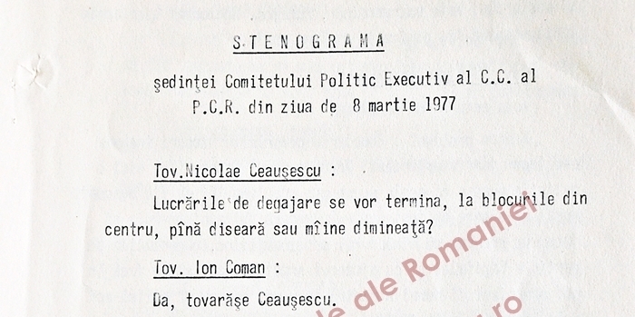 Stenograma ședinței CPEx din 8 martie 1977